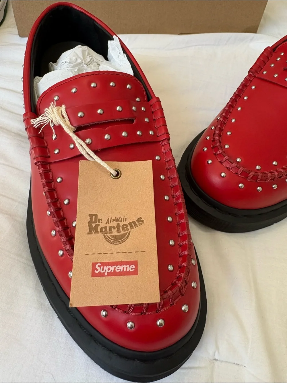 Dr. Martens x Supreme Red Studded Leather Penton Loafers